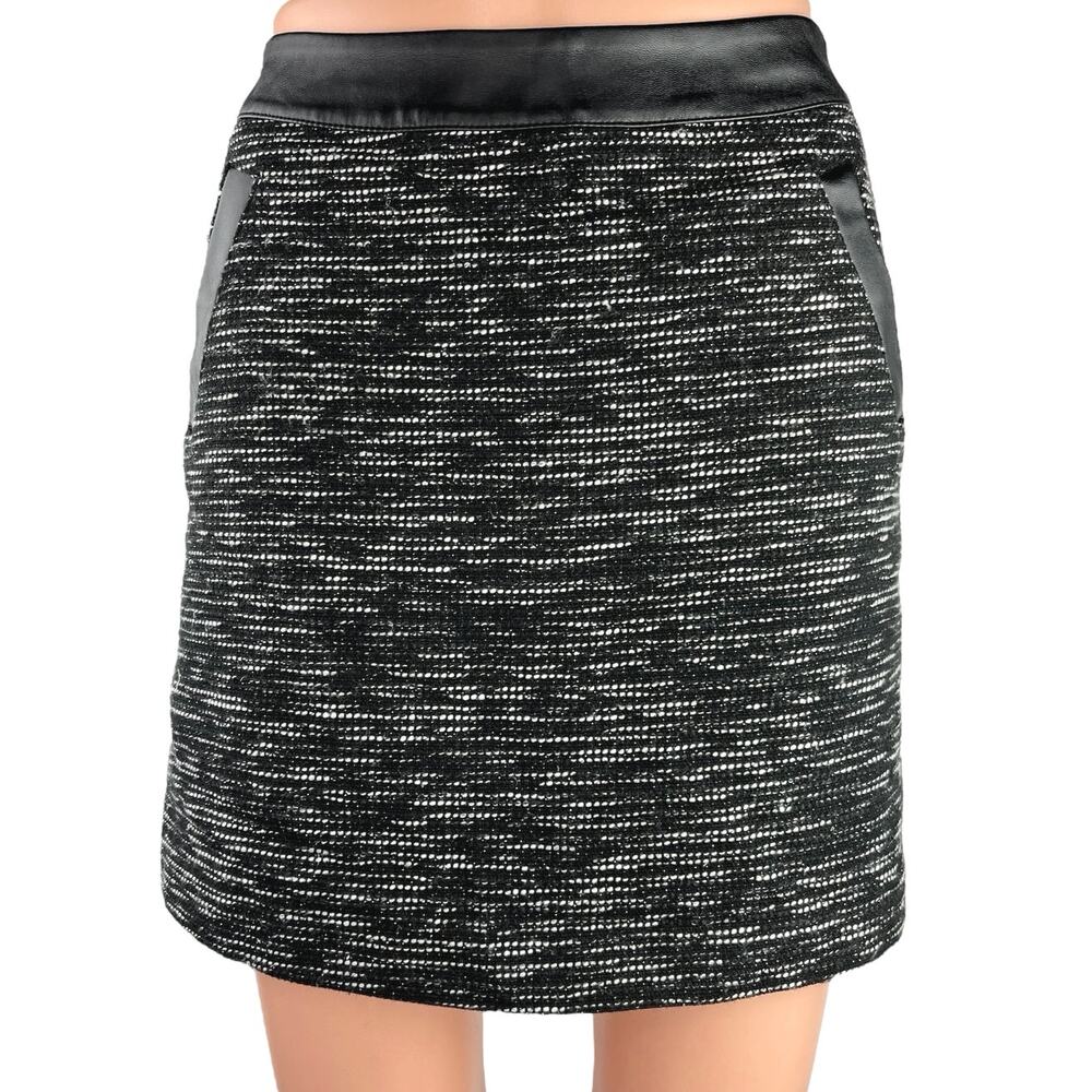 Frenchi Black White High Waist Gothic Edgy Pockets Mini Straight Skirt Size XS